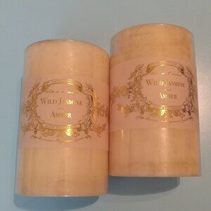 🎀2 WILD JASMINE & AMBER🎀 Bloom & Prosper Pillar Candle